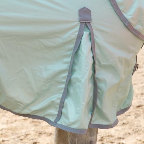 Horse Fly Sheet with Removable Neck Cover & Belly Wrap, Fine Mesh - color: Green, size: 84