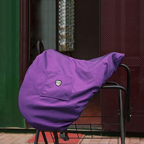 Harrison Howard Premium English Saddle Cover, Waterproof & Breathable Fleece-Lined Protective Saddle Cover - color: Regal Purple, size: GP/CC-One Size