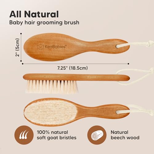 Wooden Baby Hair Brush for Toddler, Infant Cradle Cap (Golden Oak, Regular) - color: Golden Oak, size: Oval, Regular 7"