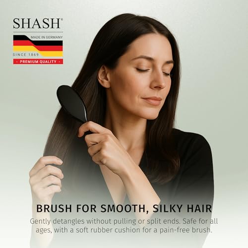 SHASH Since 1869 Hand Made In Germany - Nylon Boar Bristle Brush Suitable For Normal to Thick Hair Gently Detangles, No Pulling or Split Ends - Softens Improves Hair Texture, Stimulates (Extra Small) - size: Extra Small
