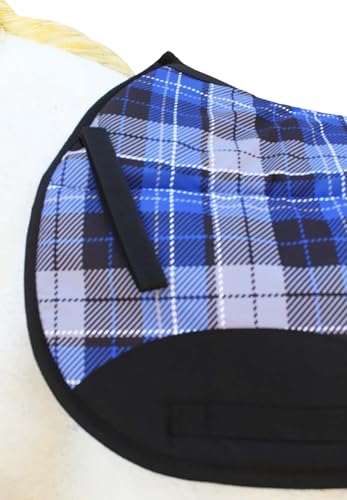 Horse English All-Purpose Neoprene Shock Absorbing Plaid Saddle Pad 72TS29 - color: Blue Plaid