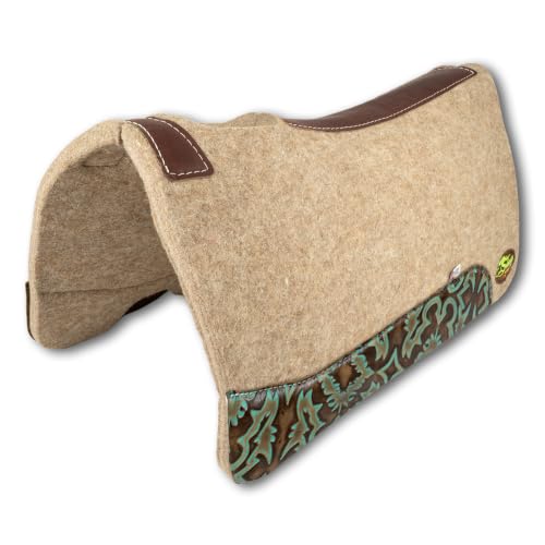 The Montana 100% Extra Fine Wool Made in the USA Saddle Pad by Southwestern 3/4" or 1" Thick and Designer Wear Leather - color: Laredo, size: 30" x 30": 1" Inch Thick