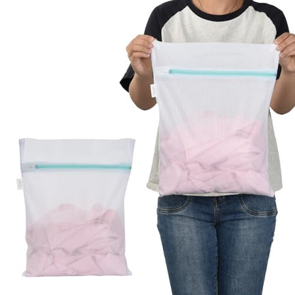 OTraki Mesh Laundry Bag for Delicates 12x16 inch Small Laundry Wash Bags for Washing Machine with Reinforced Zipper for Delicates Bra Socks Underwear, Don't Drying, Melting 140-176℉ White - size: 12 x 16 inch