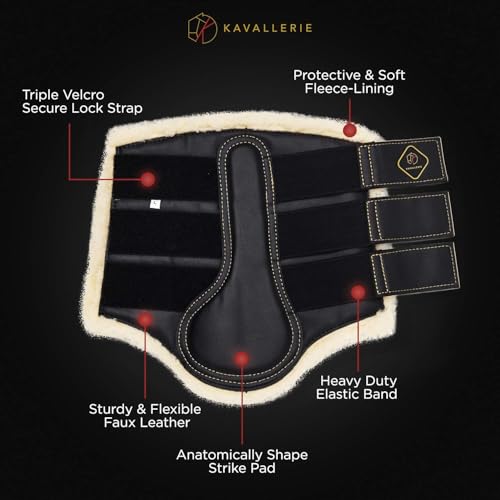 Kavallerie Classic Tendon Boots, Impact-Absorbing Material, Breathable & Evenly Distribute Pressure, Protect Tendon and Ligaments, Anti-Slip, Anti- Sore and Moisture Repellant Show Jumping Boots - color: Support Boots(fleece), Black
