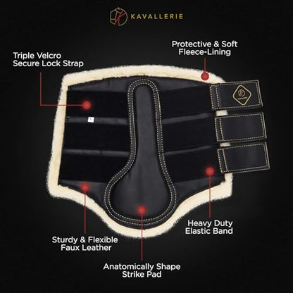 Kavallerie Classic Tendon Boots, Impact-Absorbing Material, Breathable & Evenly Distribute Pressure, Protect Tendon and Ligaments, Anti-Slip, Anti- Sore and Moisture Repellant Show Jumping Boots - color: Support Boots(fleece), Black