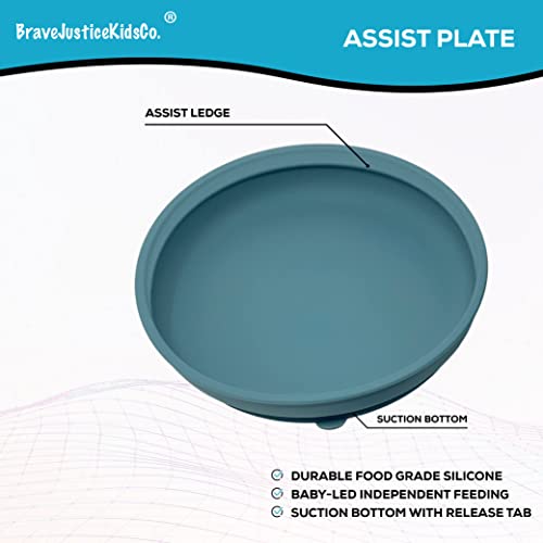 | Silicone Assist Plate and Assist Bowl Combo Pack for Toddler and Baby | Suction Bowl and Plate| Baby-Led Feeding (Citadel) - color: Citadel