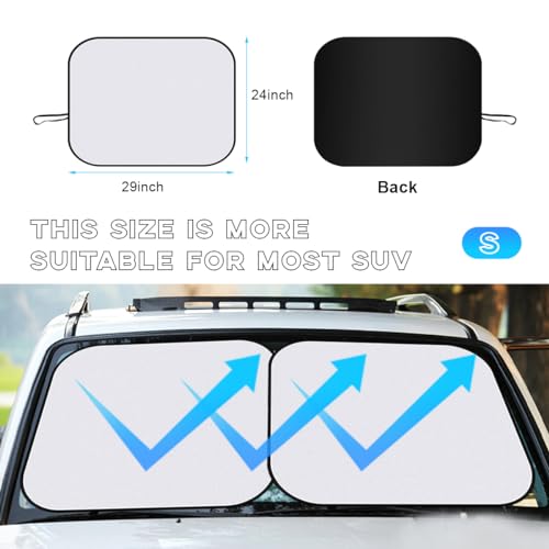 Ziciner 2 PCS Car Windshield Sun Shade, Auto Sun Heat and UV Rays Blocker, 24"×29" Foldable Automotive Front Window Sunshade Protector, Universal Vehicle Interior Accessories (Silver-S) - color: Silver-S (24×29 inches)