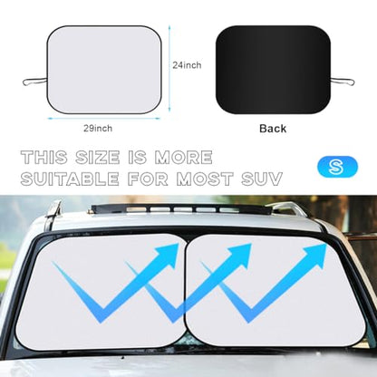 Ziciner 2 PCS Car Windshield Sun Shade, Auto Sun Heat and UV Rays Blocker, 24"×29" Foldable Automotive Front Window Sunshade Protector, Universal Vehicle Interior Accessories (Silver-S) - color: Silver-S (24×29 inches)