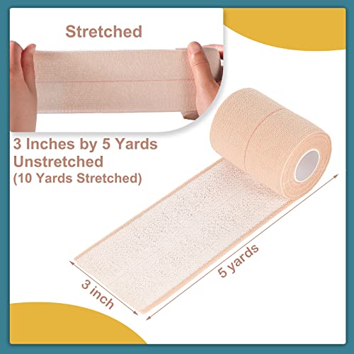 BBTO 4 Rolls Elastic Adhesive Tape Bandage, 5 Yard, 3 Inch | Elastic Tape Self Adhesive Bandage Wrap, Flexible Stretch Bandages for Sports Ankle, Knee and Wrist Sprains Animal Pets - size: 3 Inch in Width