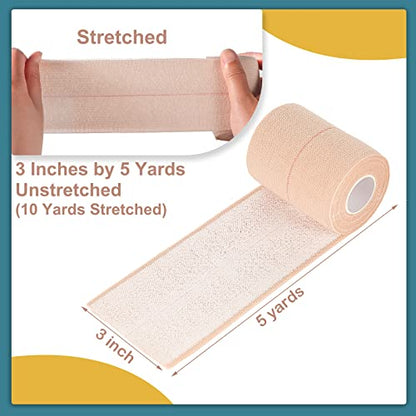 BBTO 4 Rolls Elastic Adhesive Tape Bandage, 5 Yard, 3 Inch | Elastic Tape Self Adhesive Bandage Wrap, Flexible Stretch Bandages for Sports Ankle, Knee and Wrist Sprains Animal Pets - size: 3 Inch in Width