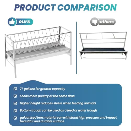 Horse Feeder & Goat Hay Feeder 2 in 1, 66 Gallon Heavy-Duty Livestock Hay Feed with 30 Gal Feed Pan, Pasture for Sheep and Goats (Galvanizing) - color: Galvanizing