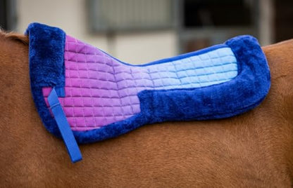 CHALLENGER Horse English Quilted Saddle Half Pad Correction Wither Relief Faux Fur Ombre 72148