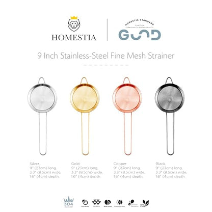 Homestia 2 Pcs Stainless Steel Fine Mesh Strainer, Tea Strainers, Gold - color: Gold, size: 2PCS
