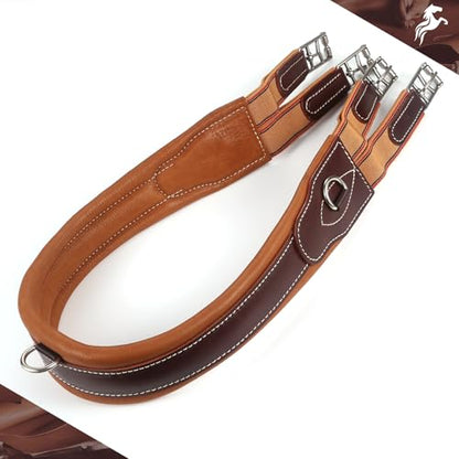 Jeereal Leather English Jumping Girth for Horse Riding,Premium Obstacle Training Girth,Heavy-Duty Equestrian Equipment - size: 52"