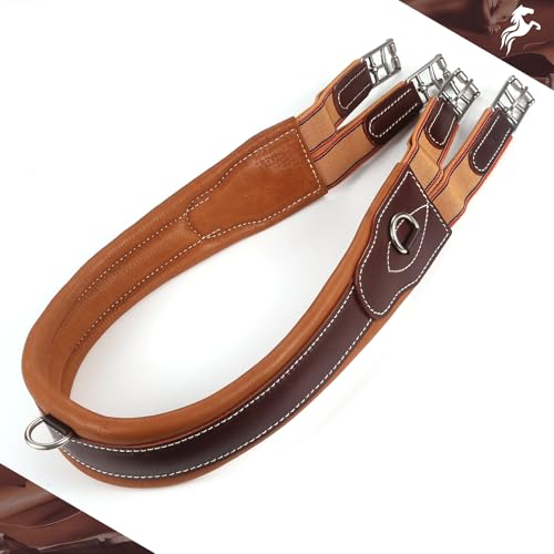 Jeereal Leather English Jumping Girth for Horse Riding,Premium Obstacle Training Girth,Heavy-Duty Equestrian Equipment - size: 48"