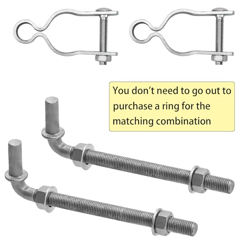 8" J-Bolt Gate Hinge Kit, Heavy Duty Galvanized Steel Gate Hinge with 5/8" Pin, Chain Link Fence Hardware for Swinging Gates, Farm/Wall/Wood/Metal Posts(2-Pack)