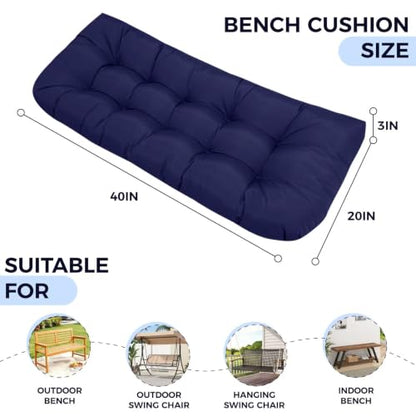 Patio Bench Seat Cushion Waterproof Swing Loveseat Cushion - color: Navy Blue