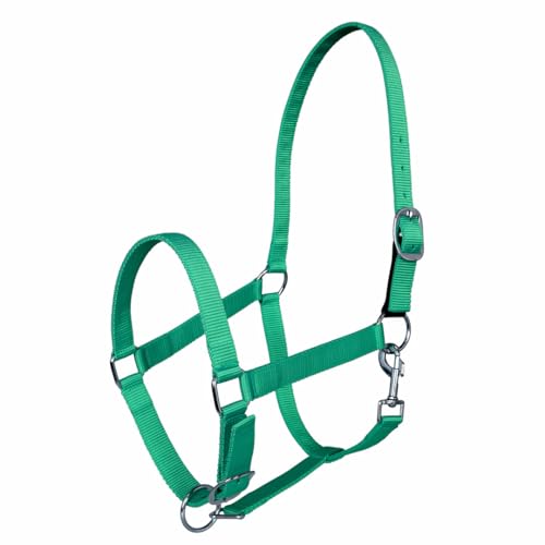 TuffRider Miller's Adjustable Nylon Halter with Snap and Breakaway Leather - color: Emerald Green, size: Cob