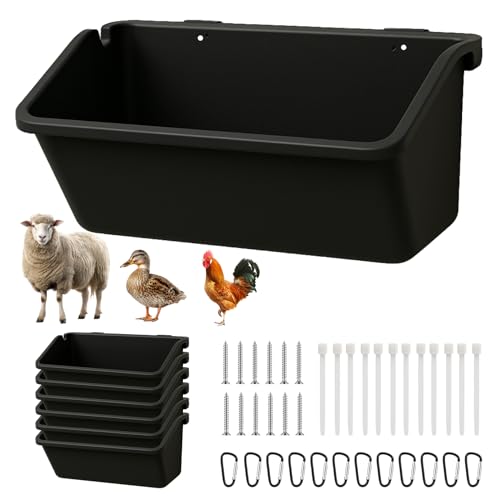 6-Pack 5 Qt Hanging Goat Feeders and Mineral Troughs for Fences - color: 6 Pack