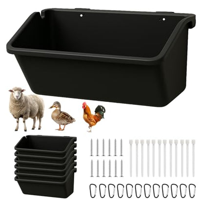 6-Pack 5 Qt Hanging Goat Feeders and Mineral Troughs for Fences - color: 6 Pack