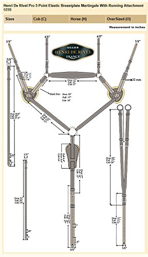 Henri de Rivel Pro 5 Point Elastic Breastplate Martingale with Running Attachment - color: Australian Nut