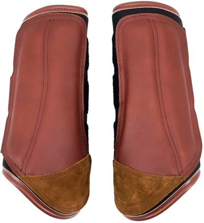 Jeereal Brushing Horse Boots Equine Boots | Protective Gear and Training Equipment | Neoprene,Waterproof Cloth and Genuine Leather Made of (Coffee, Cob (Medium)) - color: Coffee, size: Cob (Medium)
