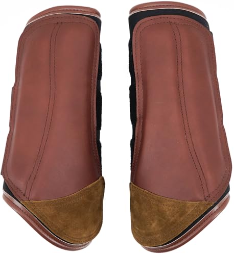 Jeereal Brushing Horse Boots Equine Boots | Protective Gear and Training Equipment | Neoprene,Waterproof Cloth and Genuine Leather Made of (Coffee, Pony (Small)) - color: Coffee, size: Pony (Small)