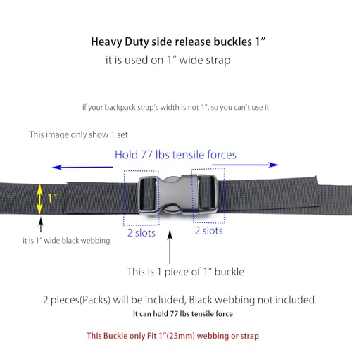 Quick Side Release Buckle, Heavy Duty Plastic Snap Buckle Clip Clasp Fasteners for Backpack Strap - style: 1 Inch - 2 Pieces
