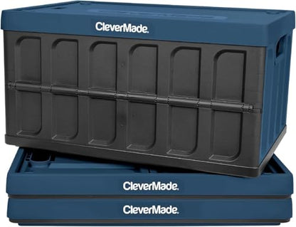 CleverMade Collapsible Storage Bins With Lids, 62L 3 Pack, 100 lb, Ocean - color: Ocean, size: 62L - 3 Pack