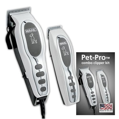 Wahl USA Pet-Pro Corded Clipper & Battery Trimmer Pet Grooming Kit for Dogs | At Home Dog Grooming For Full Hair Clipping, Face & Paw Trims, Light To Thick Coats, Brand Used By Professionals – Model 9284