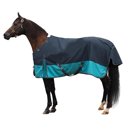 Dura-Tech Viking Extreme Surcingle Horse Turnout Blanket | Euro Fit 1680 Denier | Horse Rain Sheet Waterproof Winter Blanket - color: Navy/Teal, size: Horse Size 68, style: Heavyweight (380 gm)