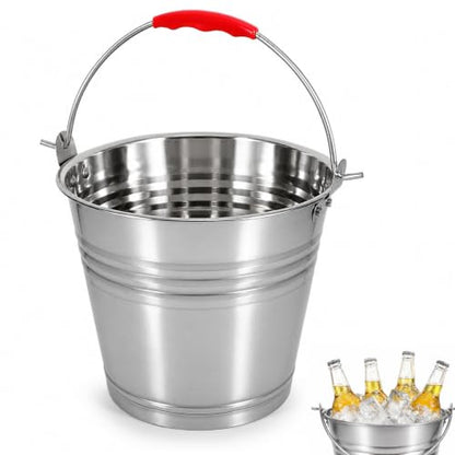 Healeved 5L Stainless Steel Bucket with Handle 9.4-Inch Round Pail