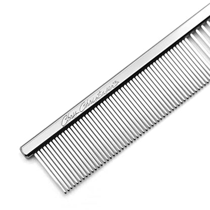 Chris Christensen 5in Face and Feet Fine/Coarse Butter Comb, Groom Like a Professional, Rounded Corners Prevent Friction and Breakage, Solid Brass Spin with Steel Teeth, Chrome Finish - size: 006 - 5 Inch Fine/Extra Fine