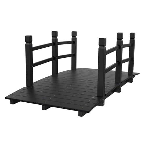 Outvita 5 ft Wooden Garden Bridge, Outdoor Footbridge with Safety Rails - size: 5ft-black