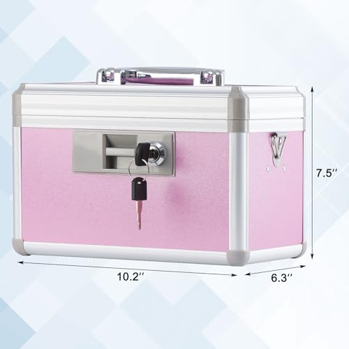 xydstay Medicine Lock Box, 10.2" x 6.2" x 7.7", Pink - size: 10.2x6.2x7.7 Inch (Pack of 1)