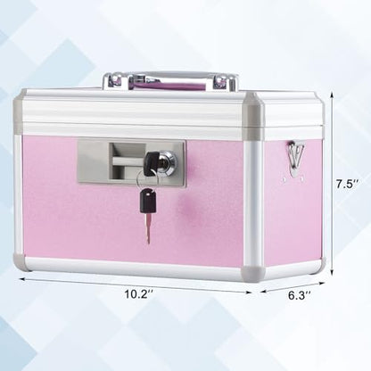 xydstay Medicine Lock Box, 10.2" x 6.2" x 7.7", Pink - size: 10.2x6.2x7.7 Inch (Pack of 1)