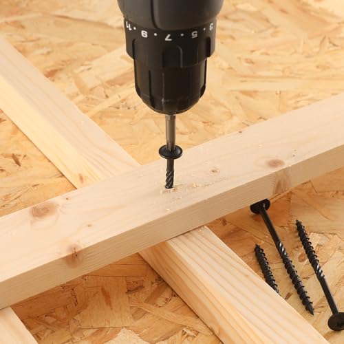 #14 x 2 Inch Lag Screws (248Pcs) 4lb. Structural Wood Screw, Black, Carbon Steel, Washer Head, Rust Resistant epoxy Coated, T30 Torx Bit - color: Black, size: #14 x 2"