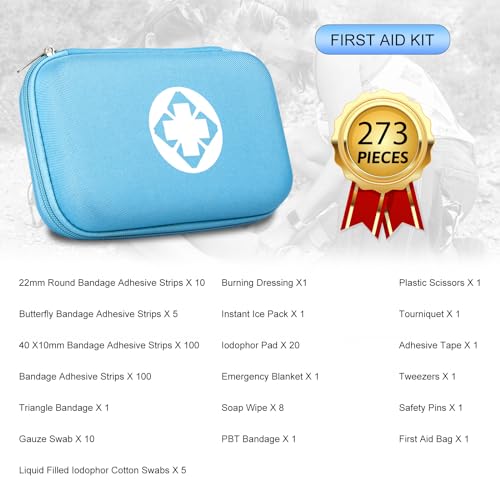 Car-Home Survival First-Aid Kit Emergency-Kit - Blue 277Piece Equipment Travel Supplies First Aid Set Home Essentials Camping Hiking YIDERBO - color: Blue