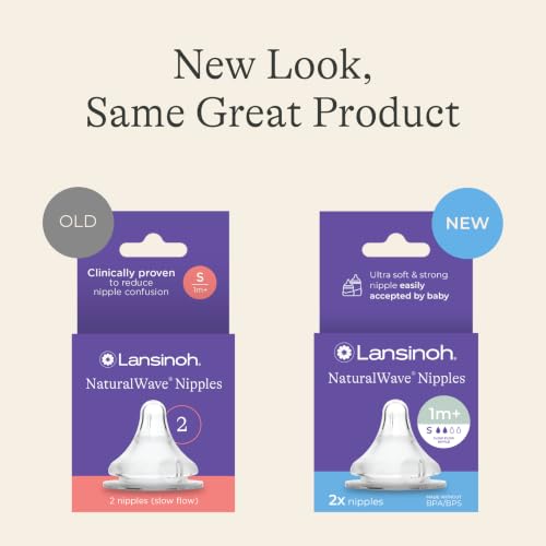 Lansinoh NaturalWave Baby Bottle Nipples, Slow Flow (S), 2 Count - size: 2 Count (Pack of 1), style: Slow-Flow