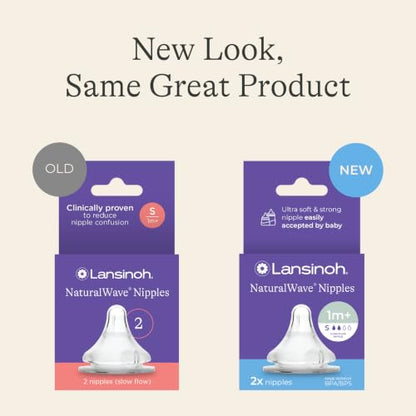 Lansinoh NaturalWave Baby Bottle Nipples, Slow Flow (S), 2 Count - size: 2 Count (Pack of 1), style: Slow-Flow