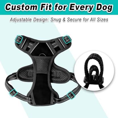 BARKBAY Dog Harness for Small Sized Dog No Pull 2 Leash Clips Dog Vest - color: Black, size: X-Small