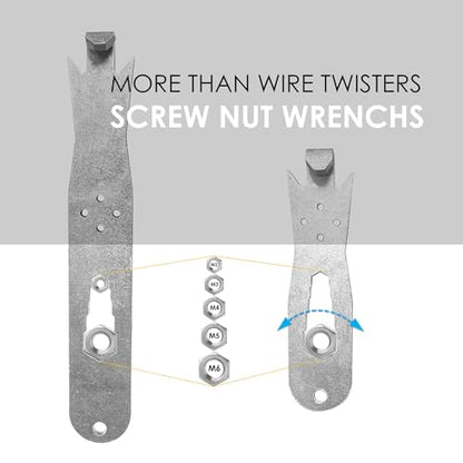QMARK Fence Wire Twister Tool Set, Stainless Steel, 3.8 and 6.0 Inch, 2 Pcs | T-Post Clip Tool
