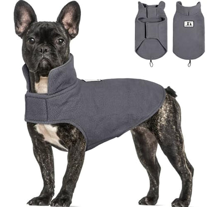DENTRUN Reversible Dog Winter Coat, Windproof Polar Fleece Reflective Vest - color: Grey, size: X-Small