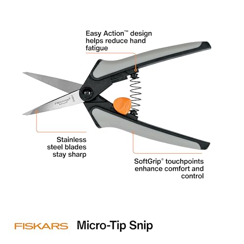 Fiskars 6" Steel Micro-Tip Pruning Snip Set, Garden Scissors, 15-Pack | For Trimming & Shaping Small Plants, Stainless Steel Blades, Easy Action Spring, Symmetrical SoftGrip Handles, Blade Covers - style: Snips (15-Pack)