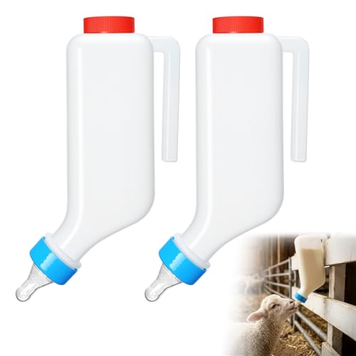 1000ml Lamb Feeding Bottle 2 Pack Hanging Goat Milk Feeder Bottles with Scale Livestock Nursing Bottle for Sheep Dogs Calf Fawns