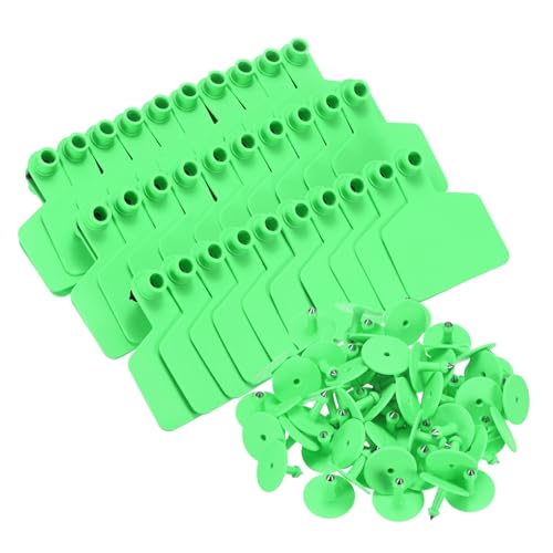 M METERXITY 50-Pack Blank Cattle Ear Tags, TPU Material Large Livestock Ear Tags for Cattle/Pigs/Sheep/Goats [Green] Blank Livestock Lable Cards - color: Green
