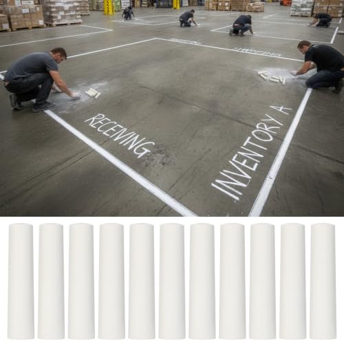 White 144 Pcs Large 4 x 1 Inch Railroad Crayon Chalk - color: White