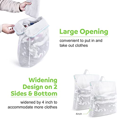 OTraki Large Mesh Laundry Bags 24x32 inch Hanging Delicates Mesh Laundry Bag with Handles Lingerie Bags Washing Machine Bag Zipper Opening,Don't Drying, Melting 140-176℉,White - size: 24 x 32 inch