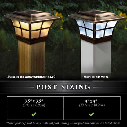 Classy Caps 4x4 Prestige Solar Post Cap - Fits 3.5"x3.5" and 4"x4" Deck & Fence Posts - Electroplated Copper - Warm/Cool Light Color Modes - SL079C - color: Copper