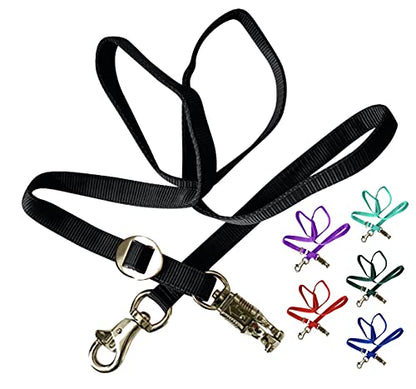 Majestic Ally Double Thick 36" to 72" Trailer Tie for Horse Haulage, Cross tie with Adjustable Buckle, Panic Snap and Bull Snap – 1" Wide by 36" to 72" Long (Black) - color: Black
